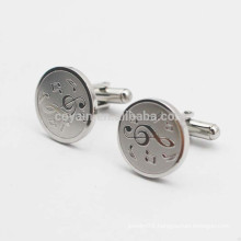 Trendy Round Shaped Silver Metal Music Cufflinks